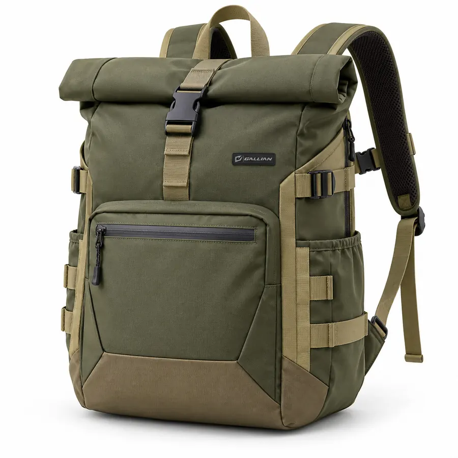 Ridgeline Rolltop Team Backpack – Olive, Khaki & Coyote Brown – Gallian Sports