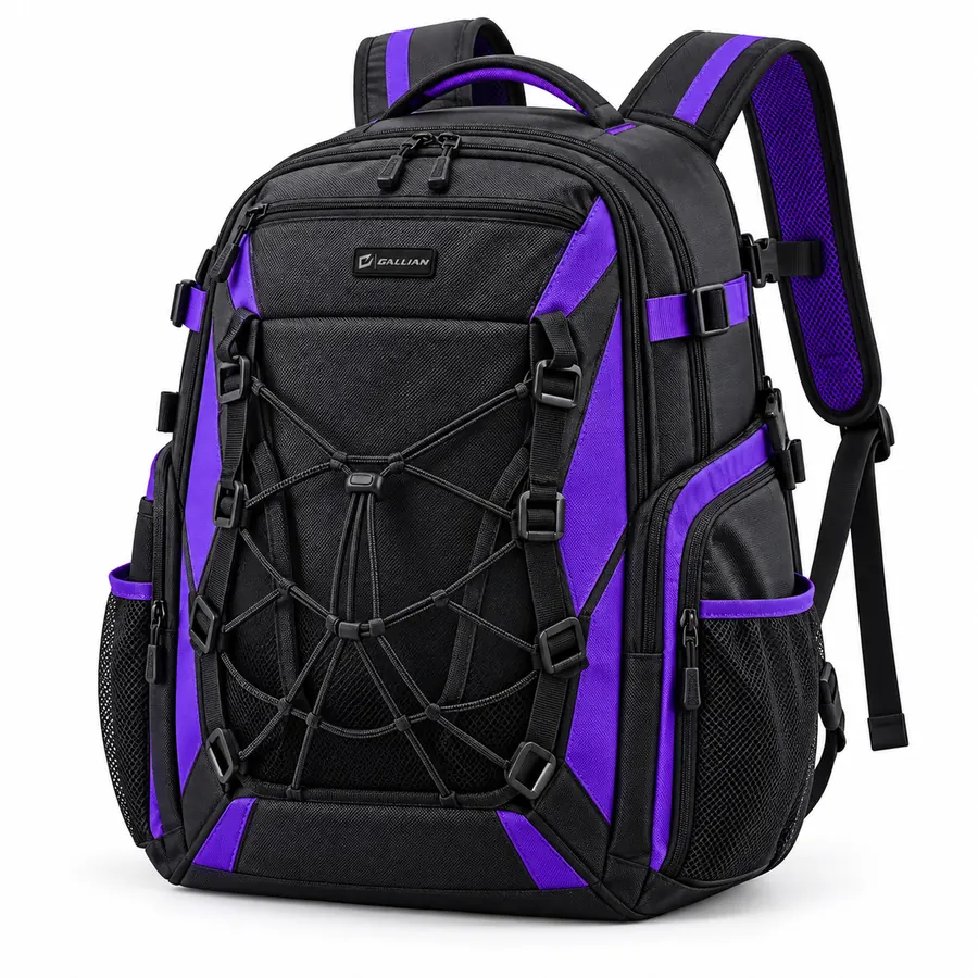 Stormcage Helmet Net Backpack – Black & Electric Violet – Gallian Sports