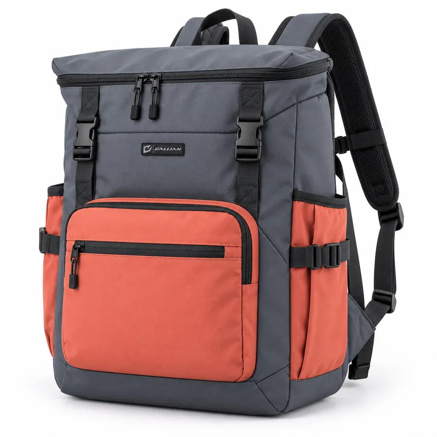 Tactician Zip-Top Coach Backpack – Slate Gray & Coral – Gallian Sports