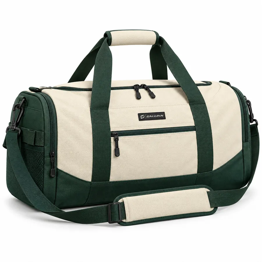 Clubhouse Golf Duffle – Cream & Forest Green – Gallian Sports