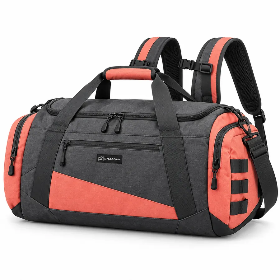 Trailhead Duffle Backpack – Charcoal & Coral – Gallian Sports