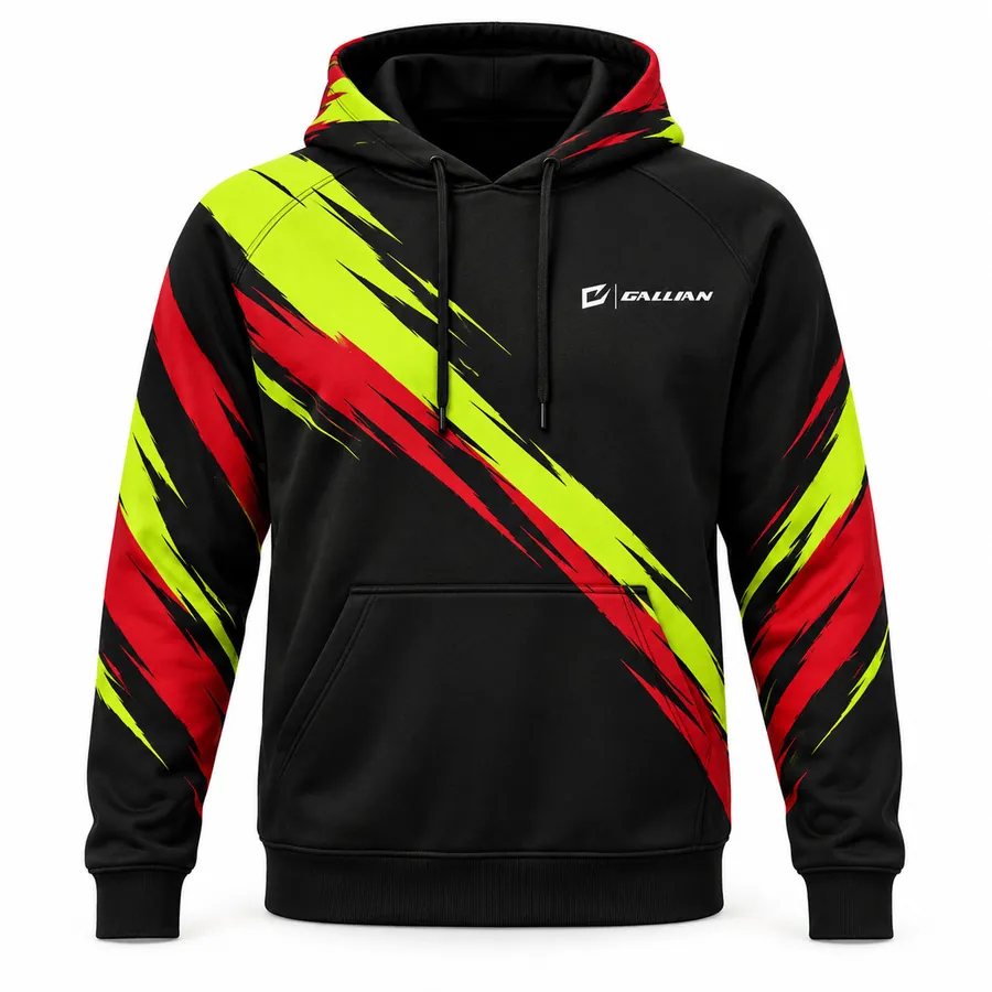 Custom Wrestling Team Hoodies – Black, Volt & Red Slash – Gallian Sports