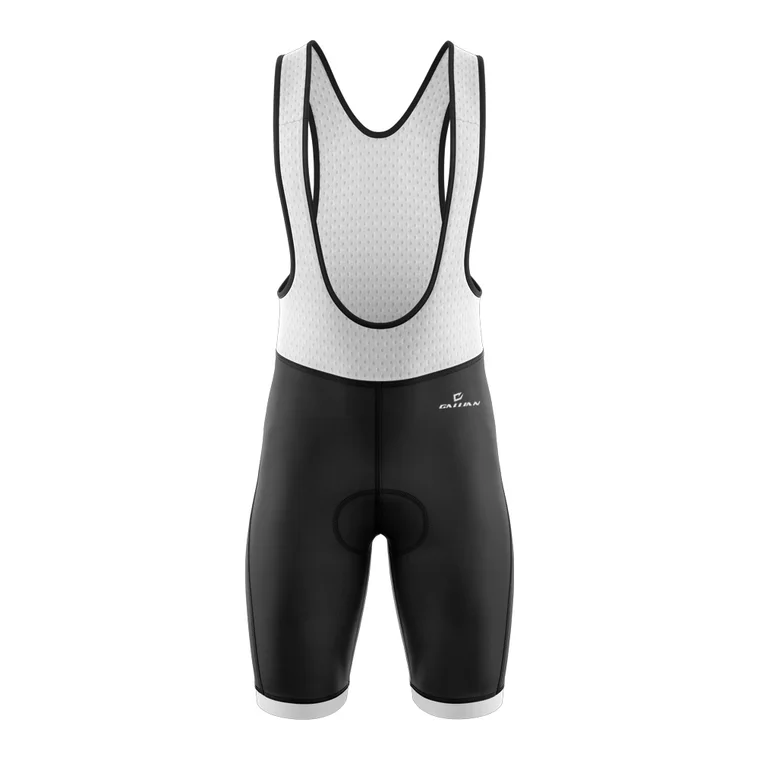 Custom Cycling Bib Shorts – design 2 in black & white, custom cycling apparel by Gallian Sports