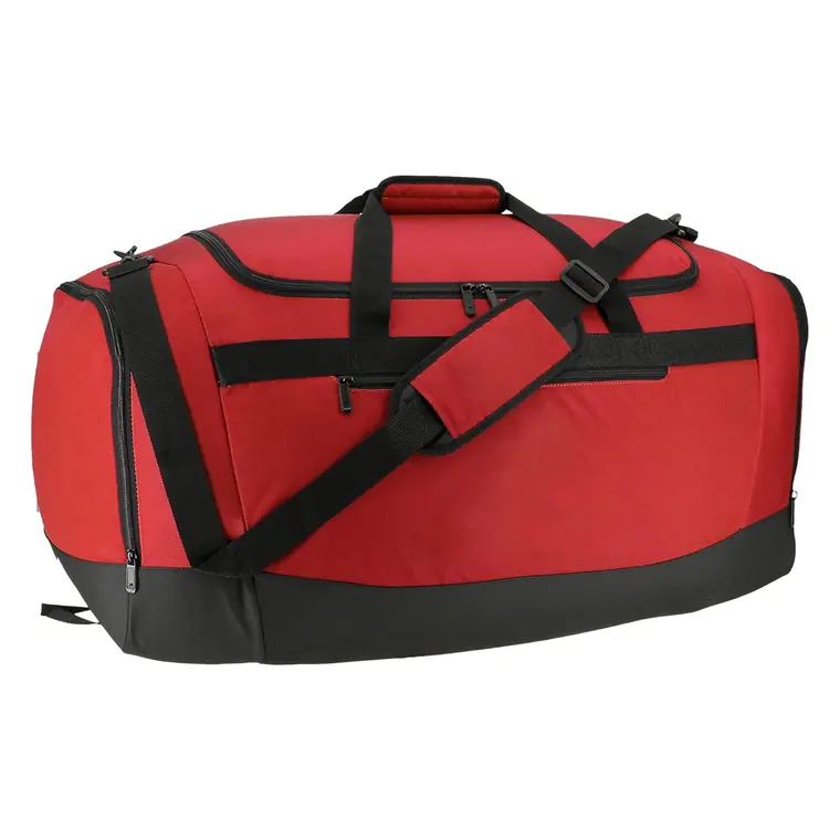 Custom Team Duffle Bags – design 7 in red & maroon, custom team apparel by Gallian Sports