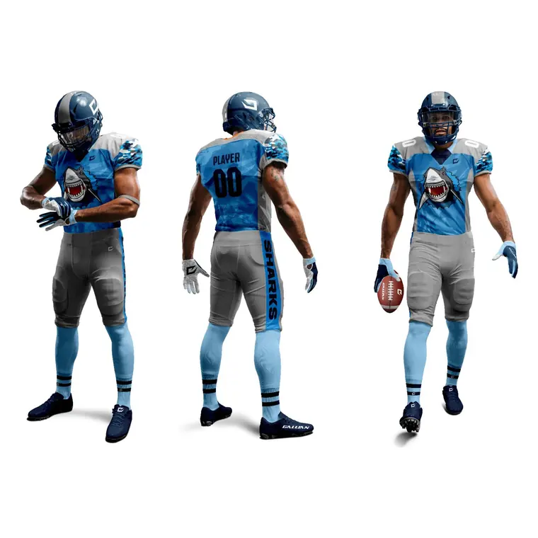 Pro-Cut Football Uniforms – design 2 in charcoal, custom american football apparel by Gallian Sports