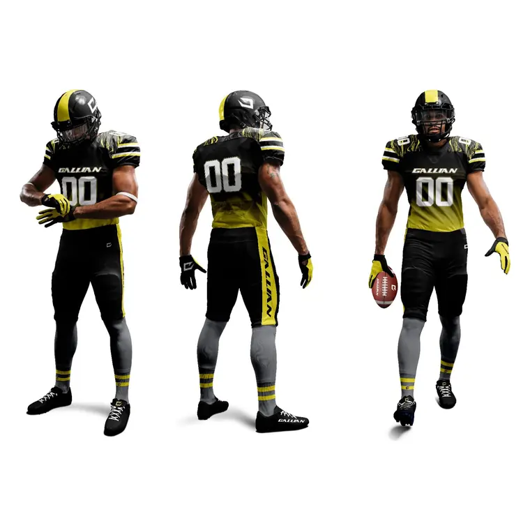 Pro-Cut Football Uniforms – design 3 in black, custom american football apparel by Gallian Sports