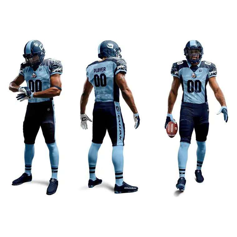 Pro-Cut Football Uniforms – design 5 in charcoal, custom american football apparel by Gallian Sports