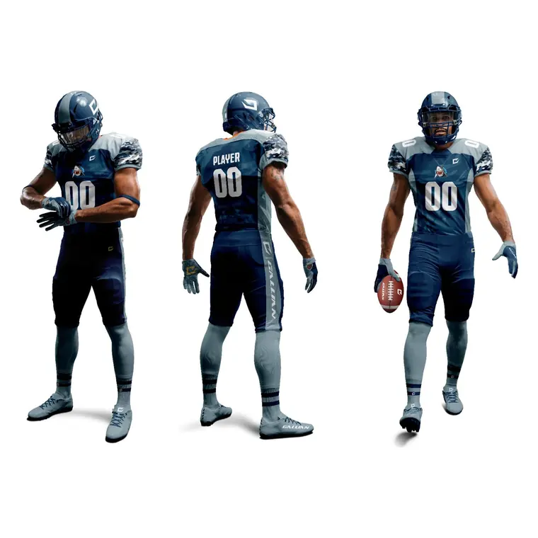 Pro-Cut Football Uniforms – design 7 in black, custom american football apparel by Gallian Sports