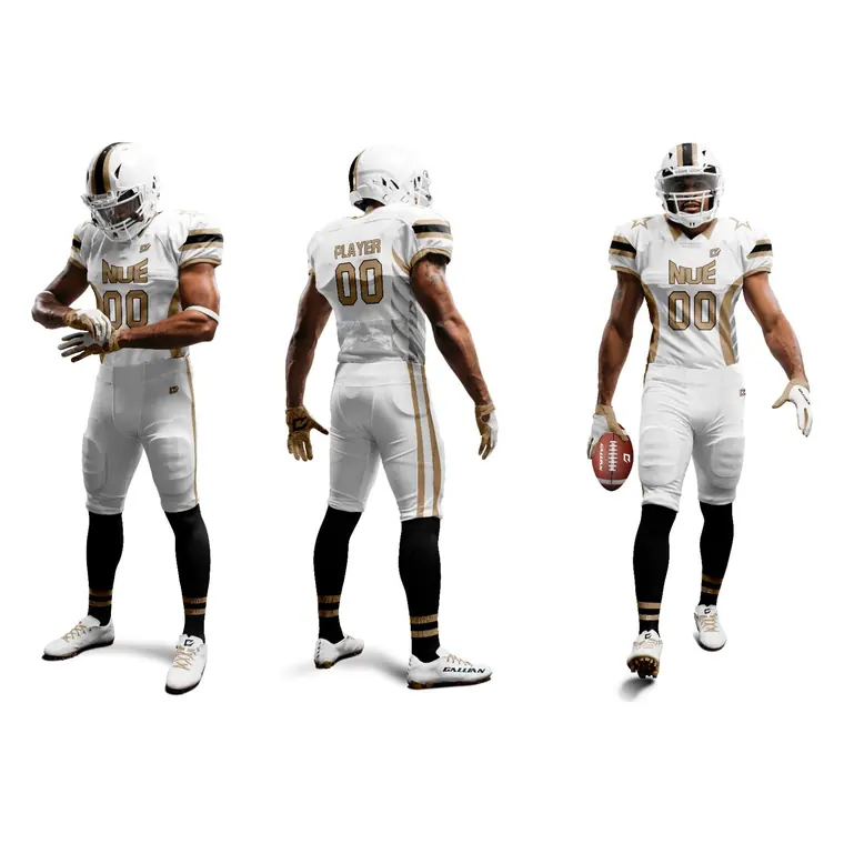 Pro-Cut Football Uniforms – design 8 in white, custom american football apparel by Gallian Sports