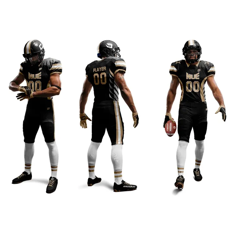Pro-Cut Football Uniforms – design 9 in black & charcoal, custom american football apparel by Gallian Sports
