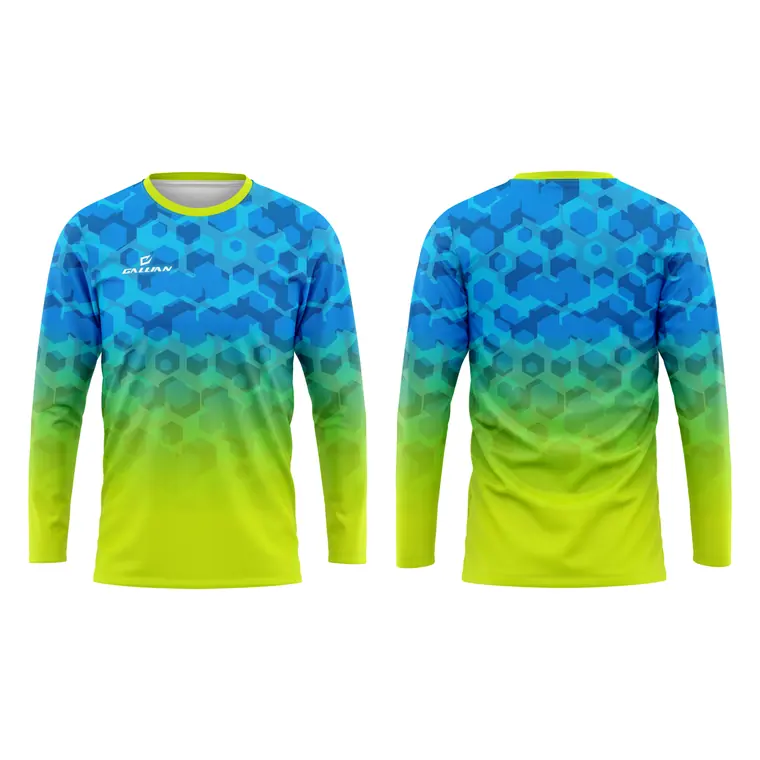 Custom Fishing Team Shirts – design 4 in teal & gold, custom team apparel by Gallian Sports