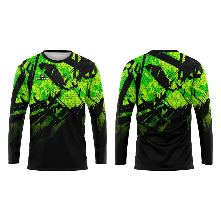 Custom Fishing Team Shirts – design 5 in black & green, custom team apparel by Gallian Sports
