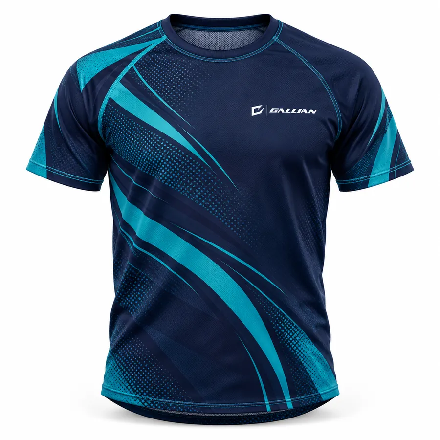 Gallian Current Short Sleeve Rash Guard – Navy/Aqua – Gallian Sports