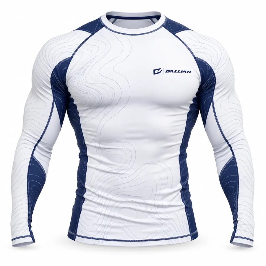 Gallian Glacier Long Sleeve Rash Guard – White/Navy – Gallian Sports