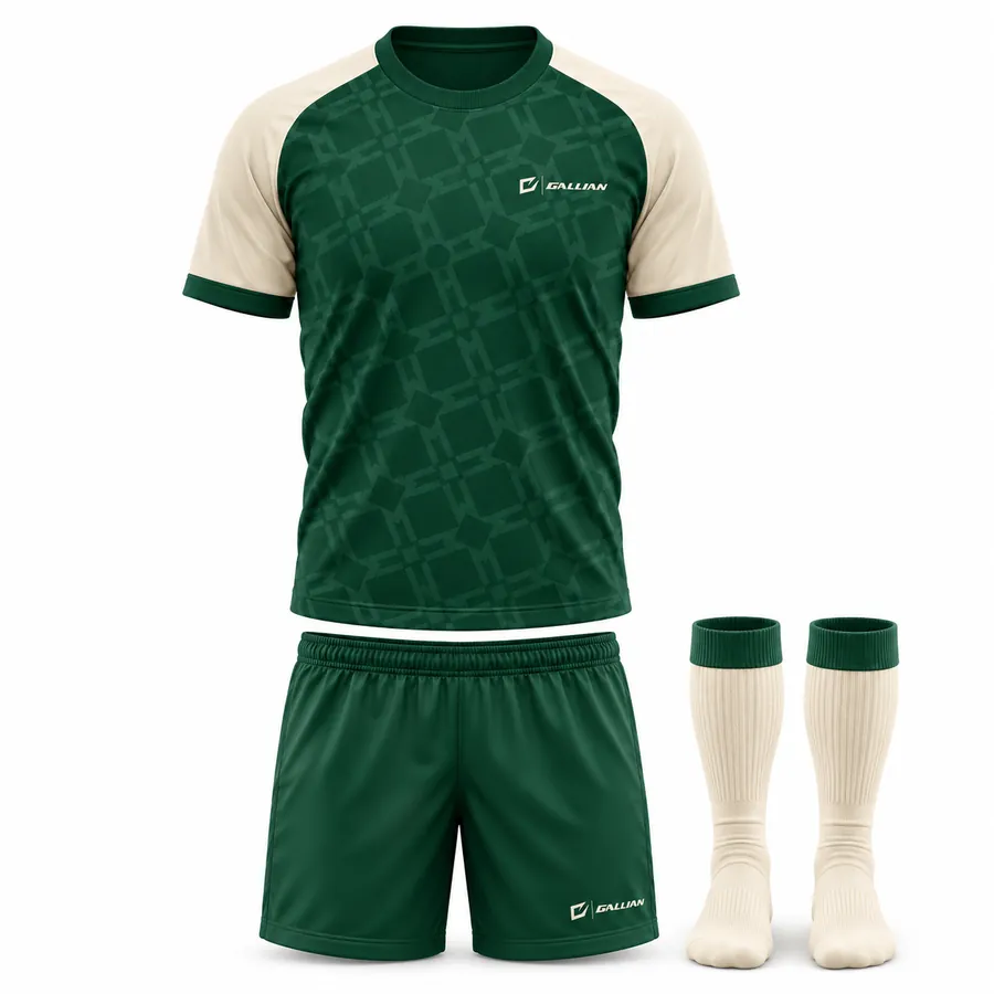 Gallian Heritage Custom Soccer Kit – Forest Green/Cream – Gallian Sports