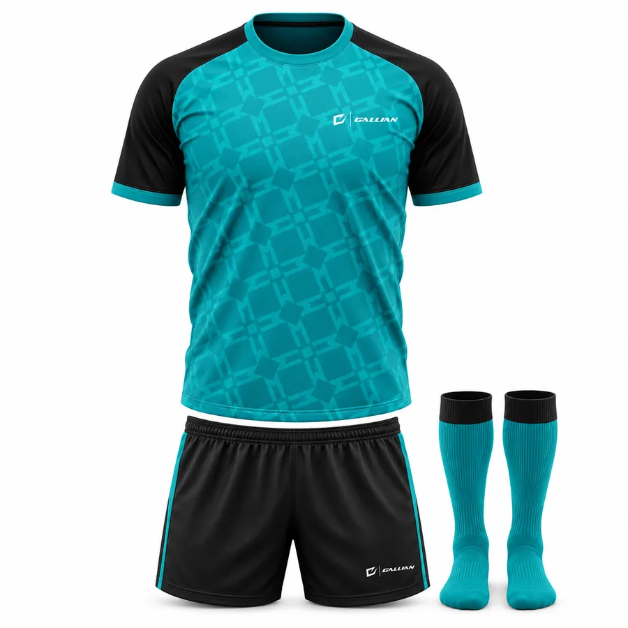 Gallian Lagoon Custom Soccer Kit – Teal/Black – Gallian Sports