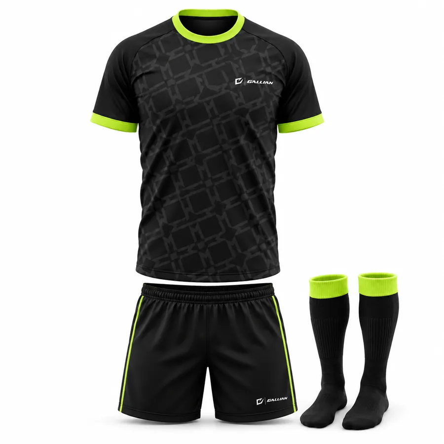 Gallian Nightfall Custom Soccer Kit – Black/Neon Lime – Gallian Sports