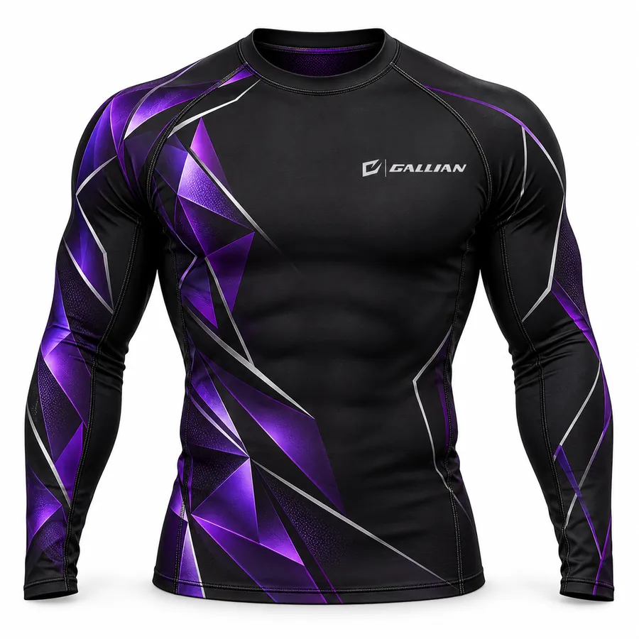 Gallian Prism Long Sleeve Rash Guard – Black/Purple – Gallian Sports