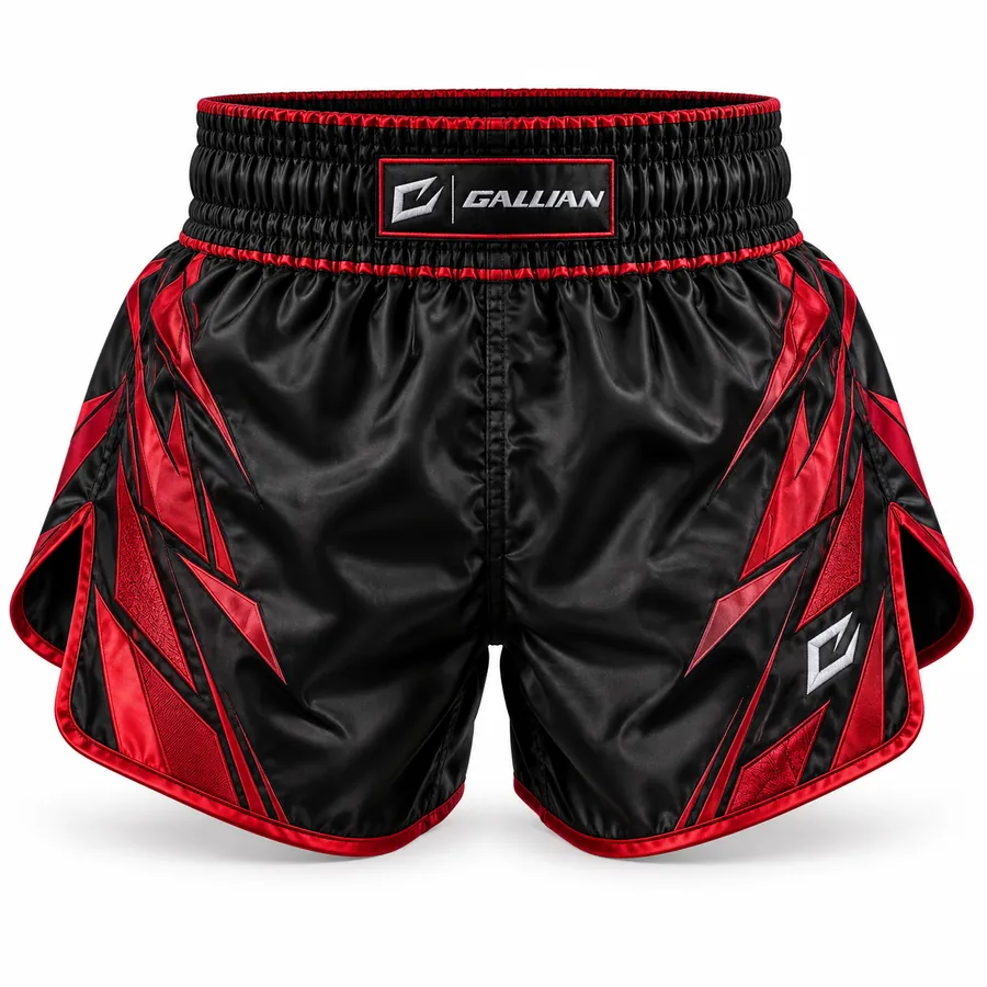 Gallian Redline Muay Thai Shorts – Black/Red – Gallian Sports