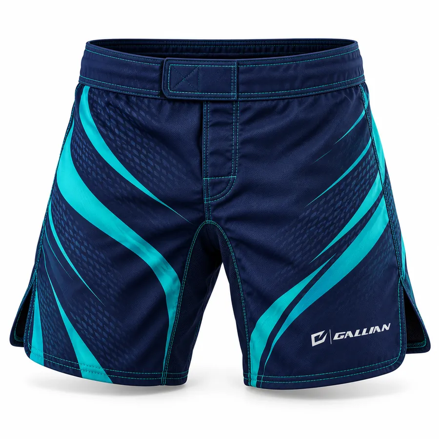 Gallian Reef MMA Fight Shorts – Navy/Aqua – Gallian Sports