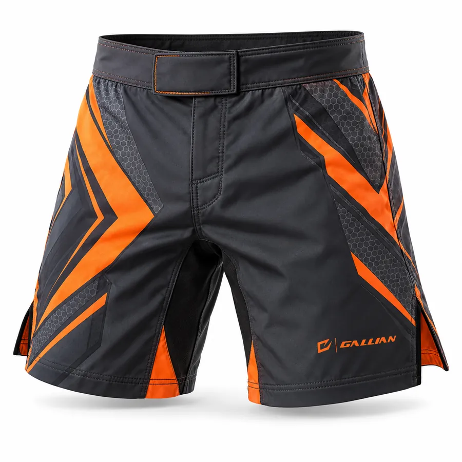 Gallian Scorch MMA Fight Shorts – Charcoal/Orange – Gallian Sports