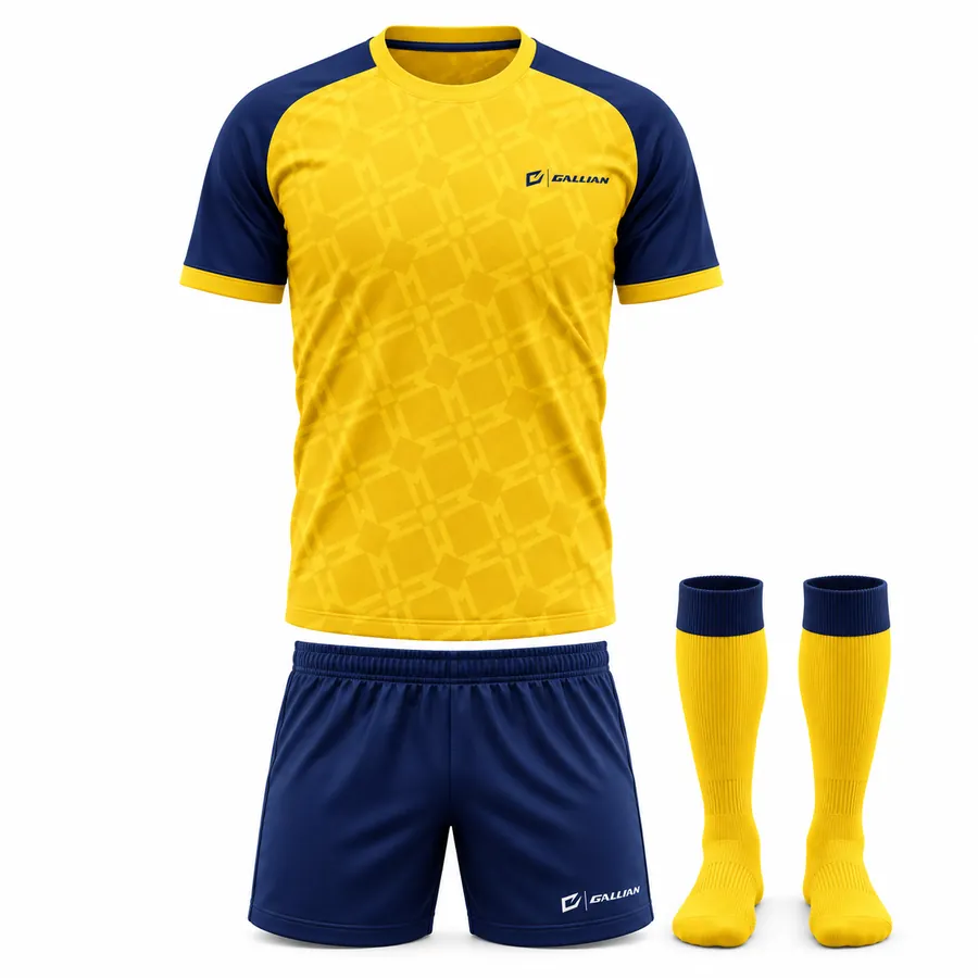 Gallian Sunburst Custom Soccer Kit – Yellow/Navy – Gallian Sports