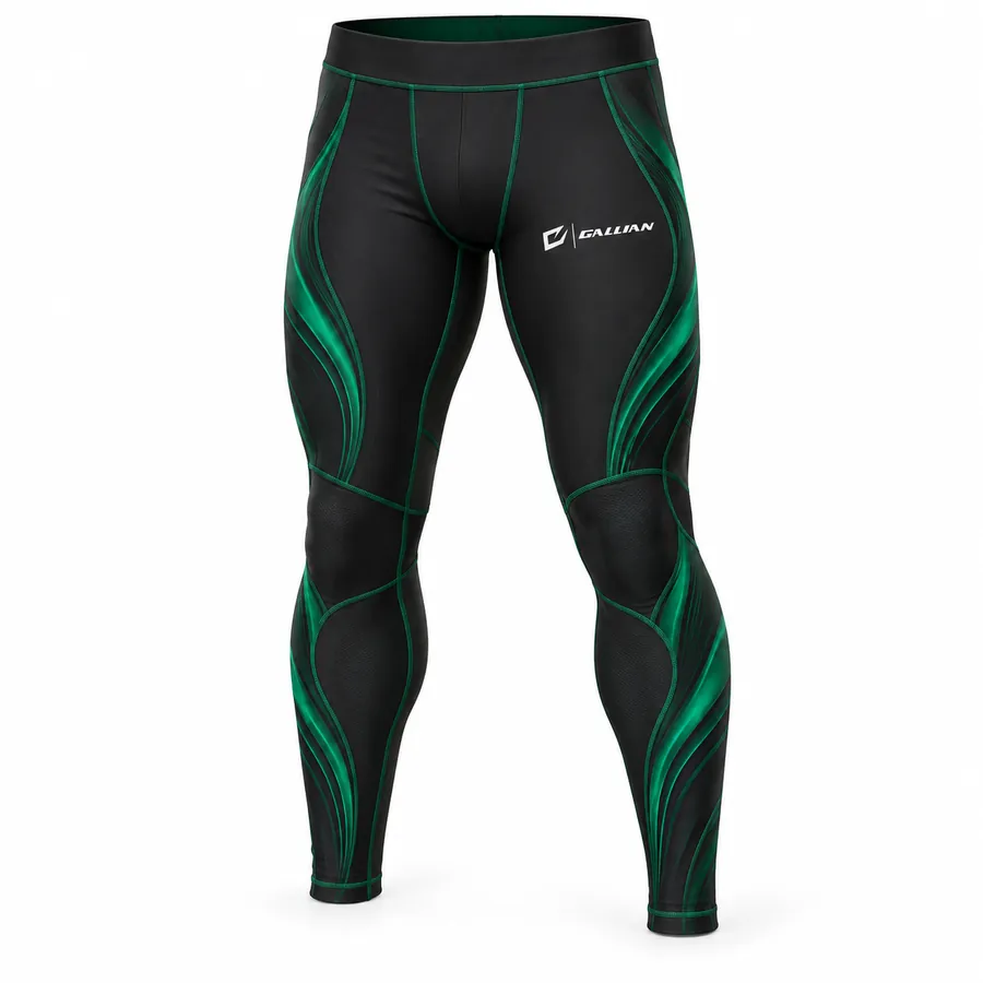 Gallian Vine Compression Spats – Black/Emerald – Gallian Sports