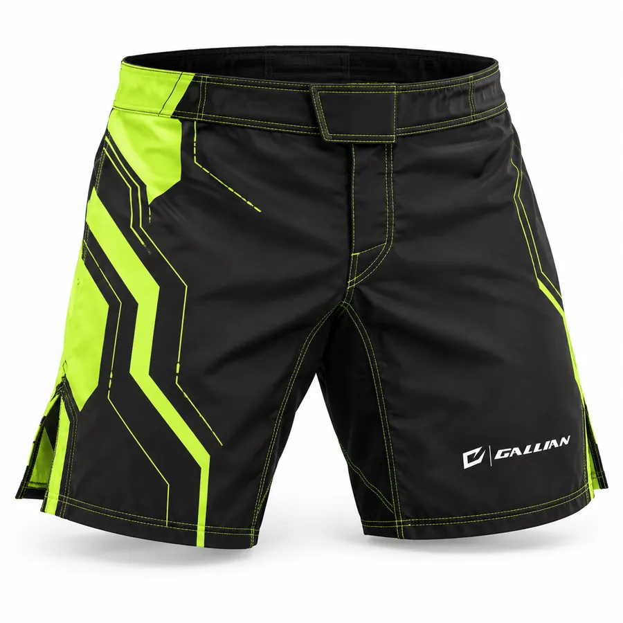 Gallian Voltage MMA Fight Shorts – Black/Neon Lime – Gallian Sports