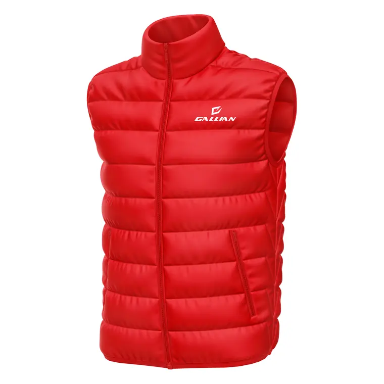 Custom Team Gilets (Vests) – design 3 in red, custom varsity jackets apparel by Gallian Sports