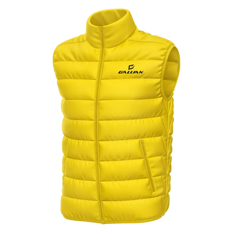 Custom Team Gilets (Vests) – design 4 in gold & yellow, custom varsity jackets apparel by Gallian Sports