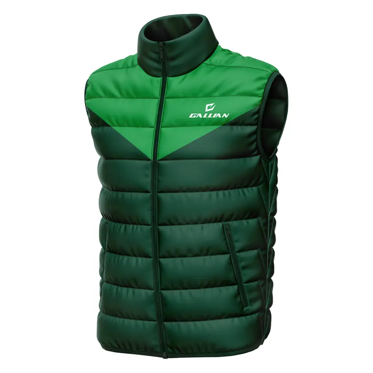 Custom Team Gilets (Vests) – design 7 in forest green & green, custom varsity jackets apparel by Gallian Sports