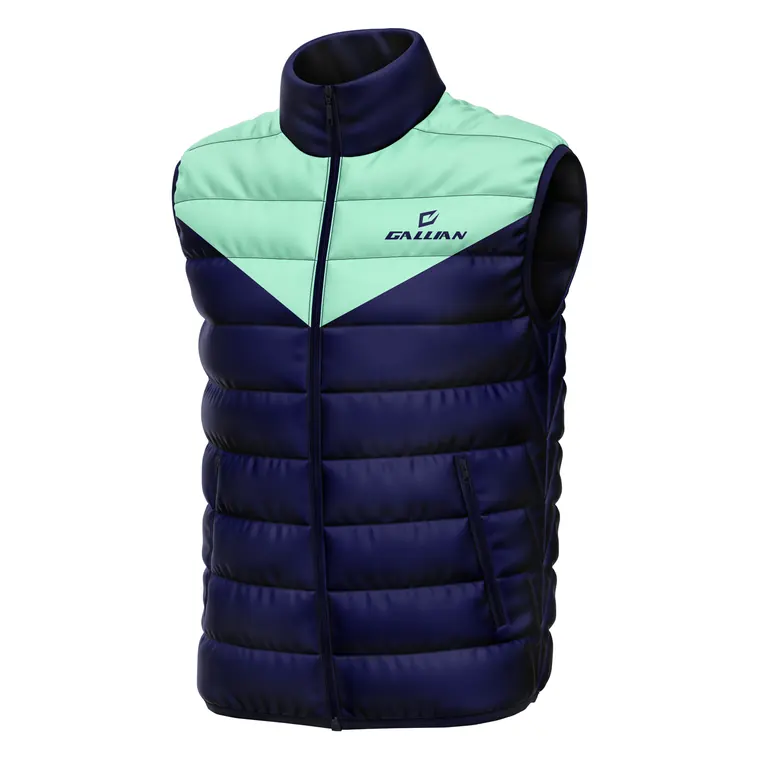 Custom Team Gilets (Vests) – design 8 in navy & black, custom varsity jackets apparel by Gallian Sports