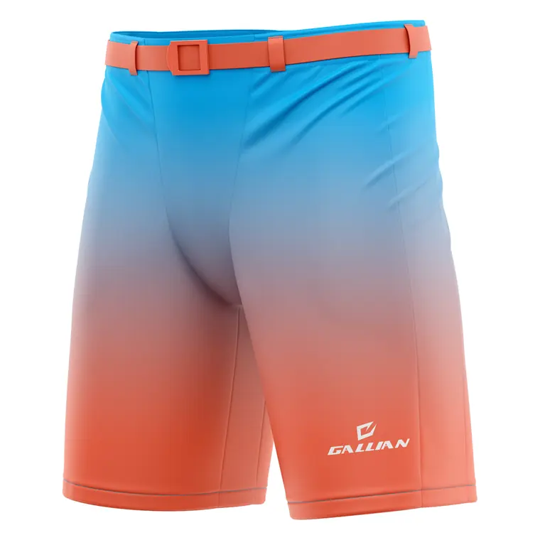 Custom Hockey Pant Shells – design 12 in coral & sky blue, custom ice hockey apparel by Gallian Sports