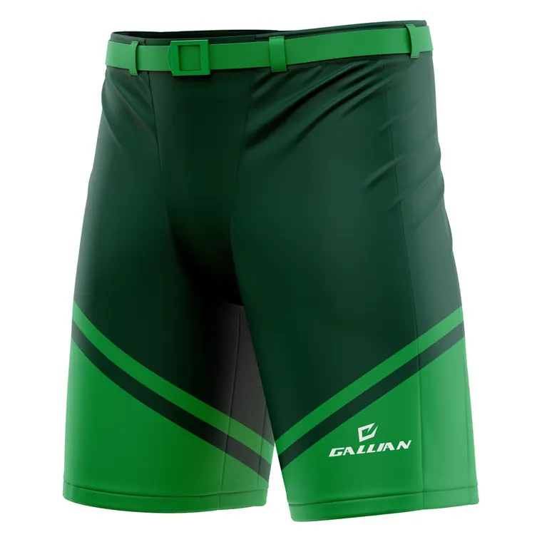 Custom Hockey Pant Shells – design 4 in forest green & black, custom ice hockey apparel by Gallian Sports