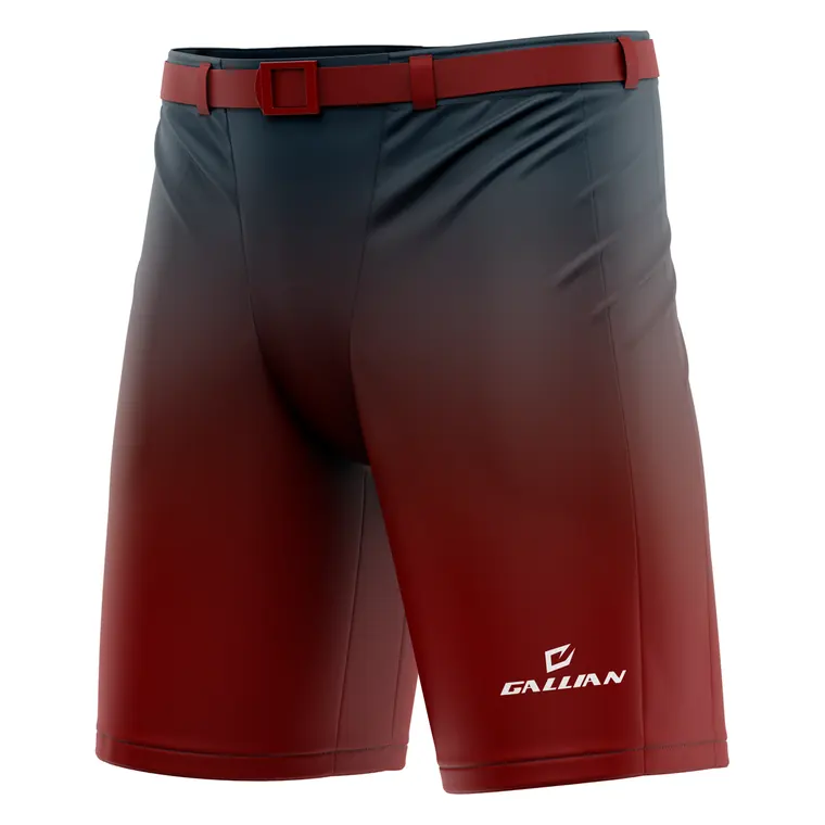 Custom Hockey Pant Shells – design 6 in maroon & charcoal, custom ice hockey apparel by Gallian Sports