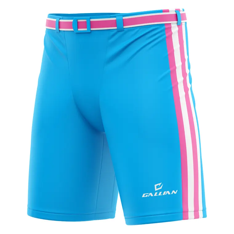 Custom Hockey Pant Shells – design 9 in teal & sky blue, custom ice hockey apparel by Gallian Sports