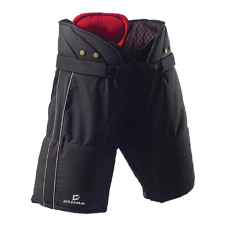 Custom Hockey Pant Shells – design 16 in black & charcoal, custom ice hockey apparel by Gallian Sports