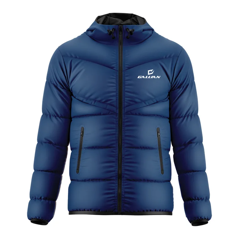 Custom Team Puffer Jackets – design 10 in charcoal & navy, custom varsity jackets apparel by Gallian Sports