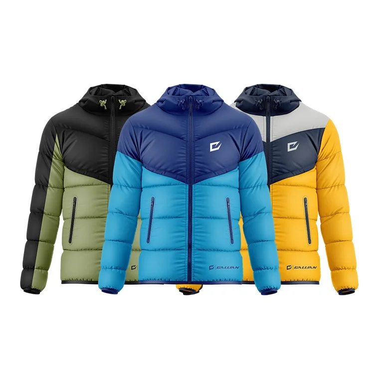 Custom Team Puffer Jackets – design 12 in charcoal & teal, custom varsity jackets apparel by Gallian Sports