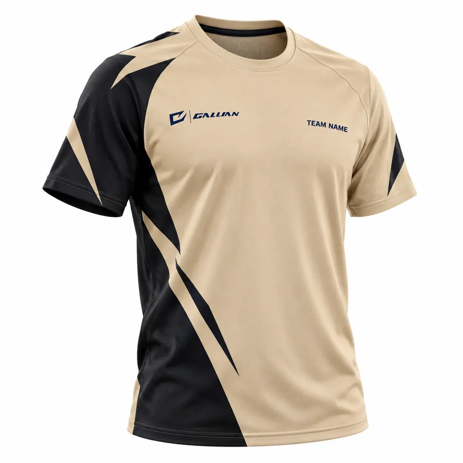 Custom Pickleball Jerseys & Team Shirts – Sand & Black, custom sublimated pickleball jersey with team name by Gallian Sports