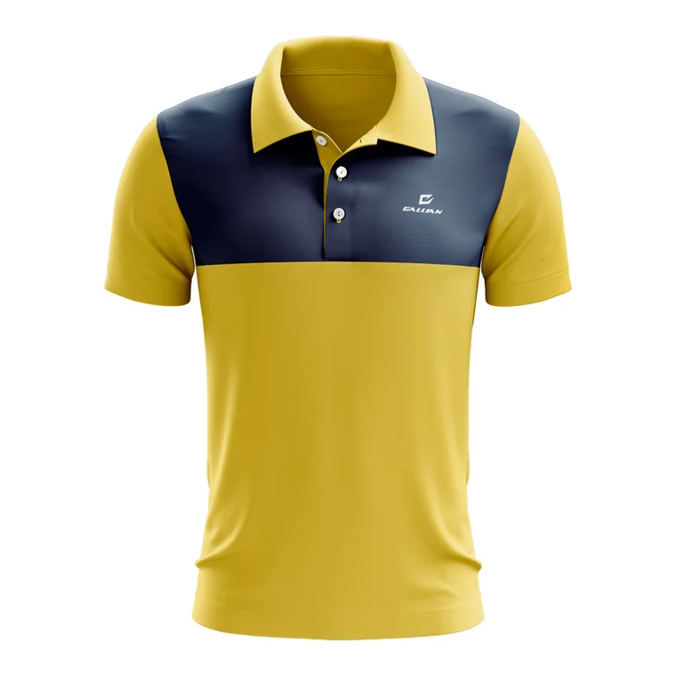 Custom Golf Polos – design 2 in gold & charcoal, custom golf apparel by Gallian Sports