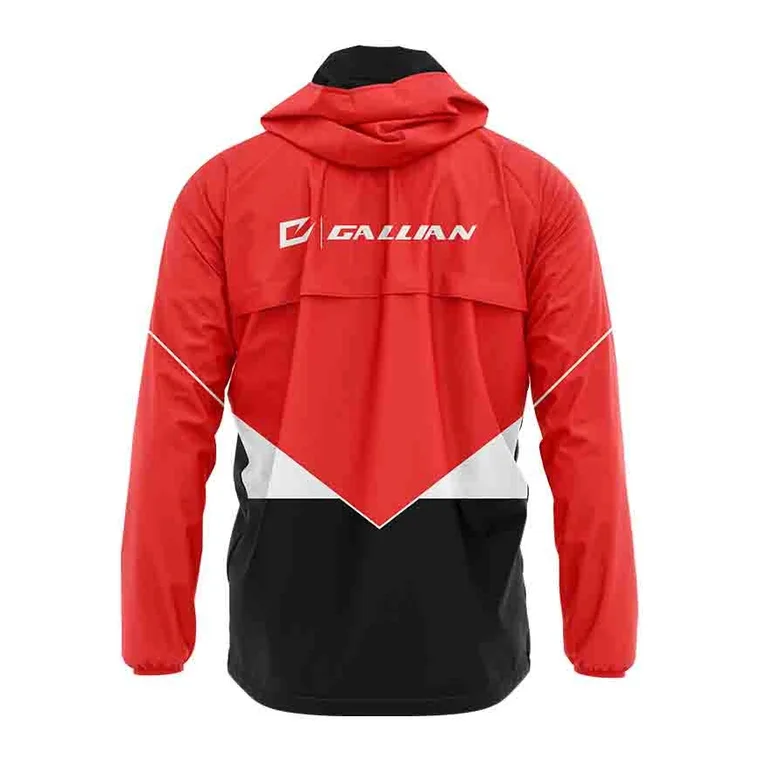 Custom Team Rain Jackets – design 6 in red & black, custom team apparel by Gallian Sports
