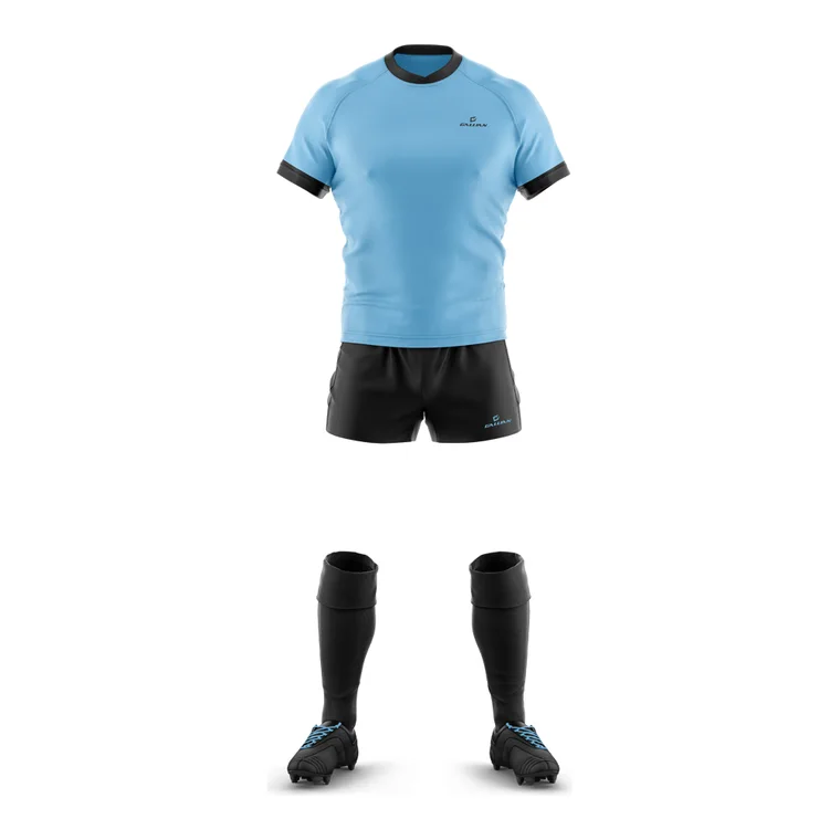 Custom Rugby Jerseys – design 2 in sky blue & black, custom rugby apparel by Gallian Sports