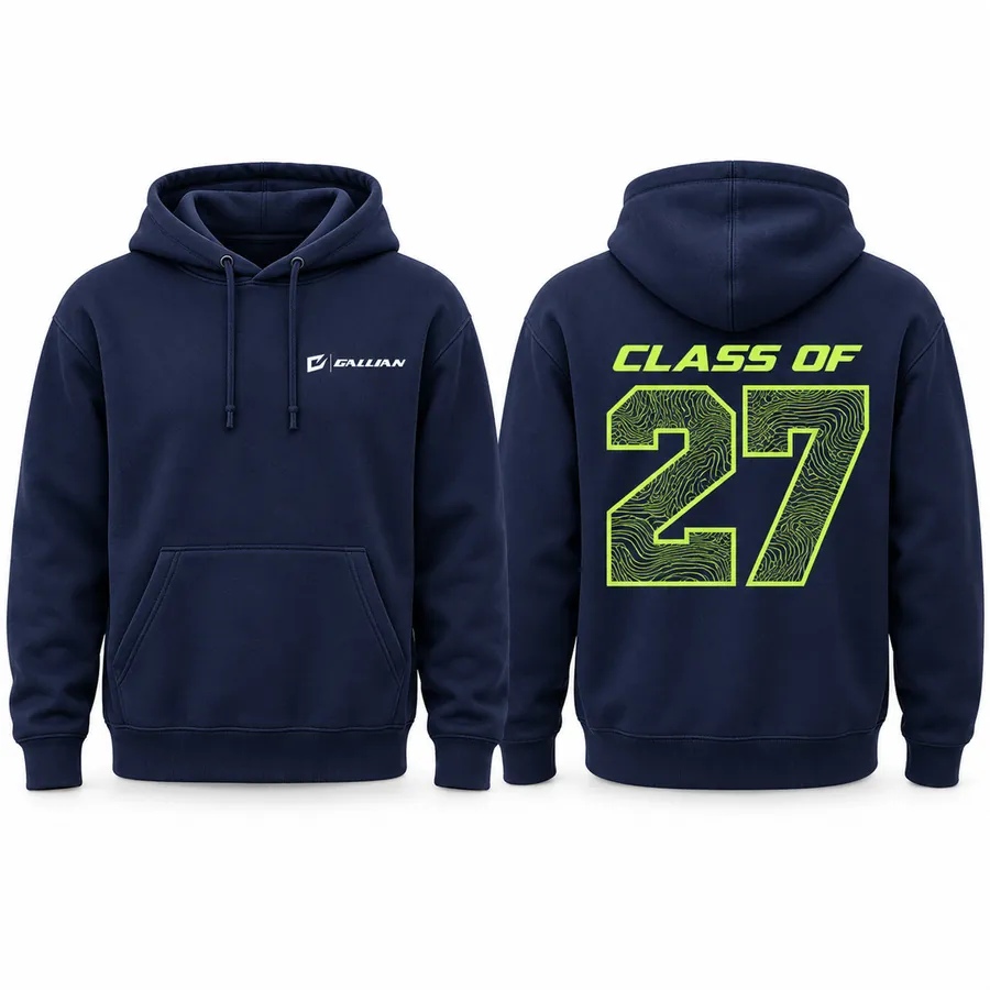 Senior Class Hoodies with Names – Navy & Volt Class of 27 – Gallian Sports