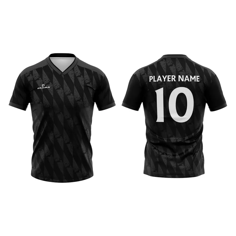 Custom Soccer Jerseys – design 10 in black & charcoal, custom soccer apparel by Gallian Sports