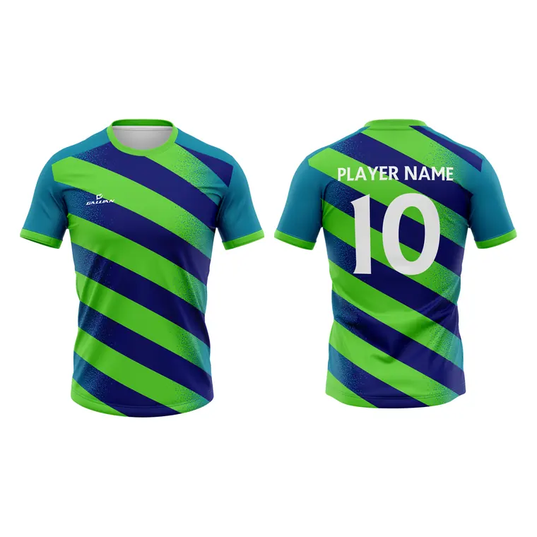 Custom Soccer Jerseys – design 12 in green & navy, custom soccer apparel by Gallian Sports