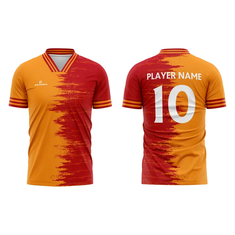 Custom Soccer Jerseys – design 2 in red & orange, custom soccer apparel by Gallian Sports