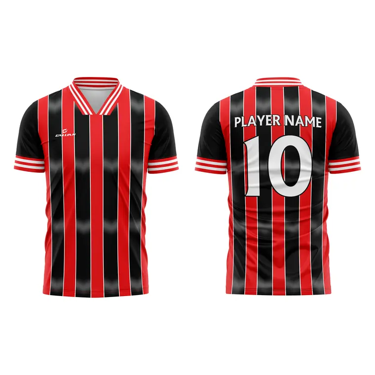 Custom Soccer Jerseys – design 8 in red & black, custom soccer apparel by Gallian Sports