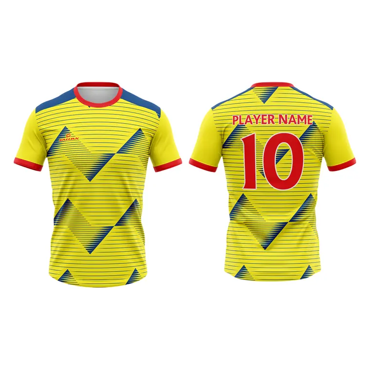 Custom Soccer Jerseys – design 9 in gold & yellow, custom soccer apparel by Gallian Sports