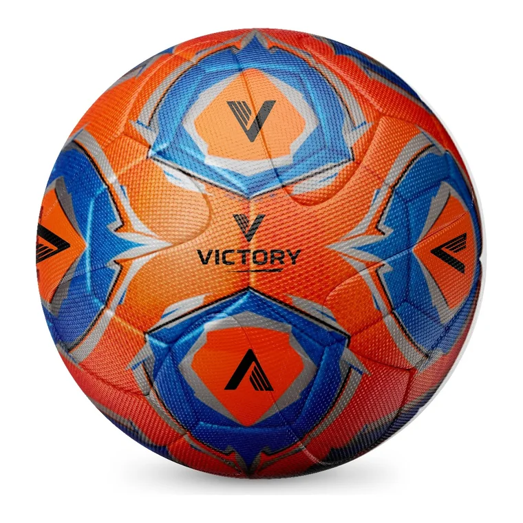 Victory Soccer Ball – design 2 in red & orange, custom team apparel by Gallian Sports